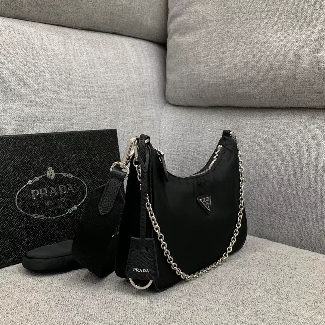 Prada Nylon Shoulder Bag 91277 black