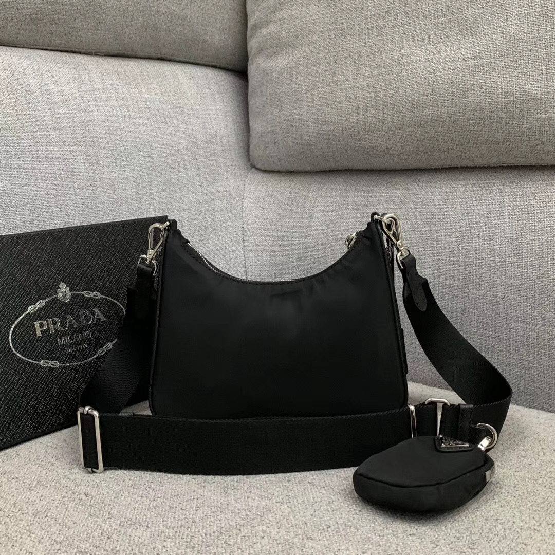 Prada Nylon Shoulder Bag 91277 black