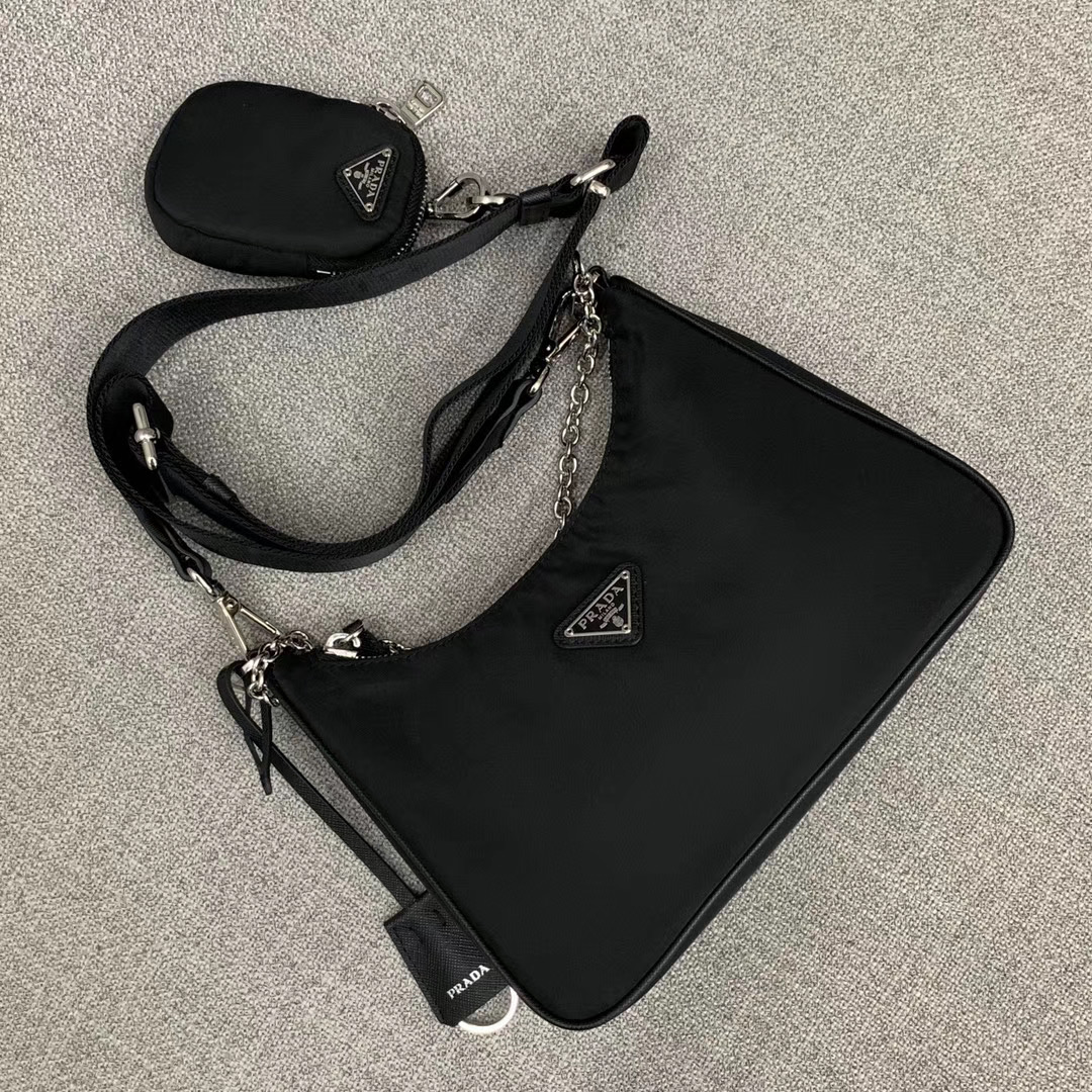 Prada Nylon Shoulder Bag 91277 black