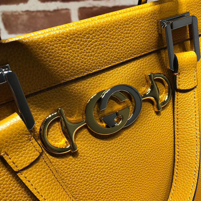 Gucci Zumi grainy leather medium top handle bag 564714 yellow