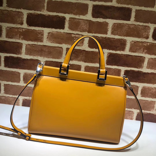 Gucci Zumi leather medium top handle bag 564714 yellow