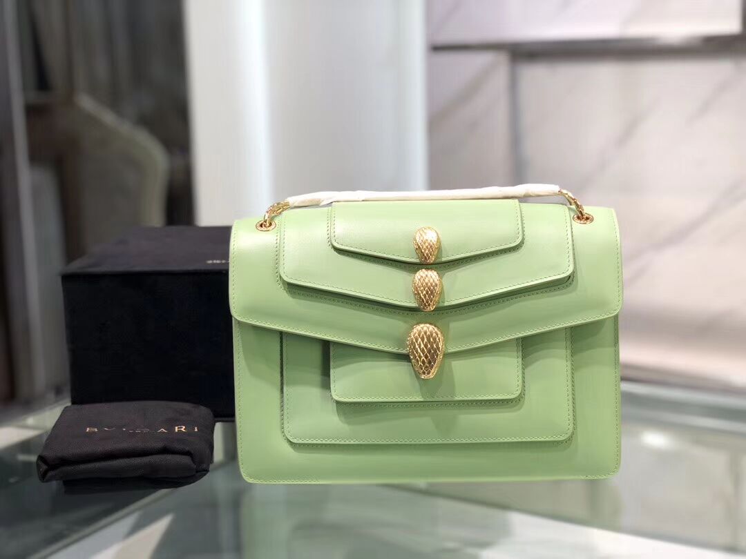 BVLGARI Serpenti Forever leather shoulder bag B288620 green