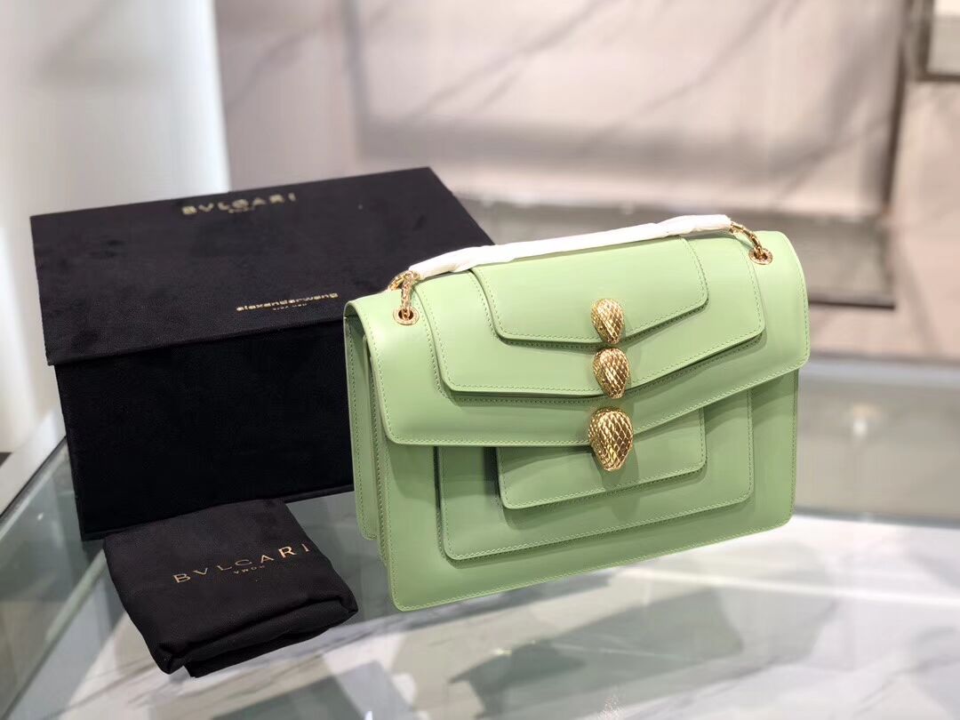 BVLGARI Serpenti Forever leather shoulder bag B288620 green