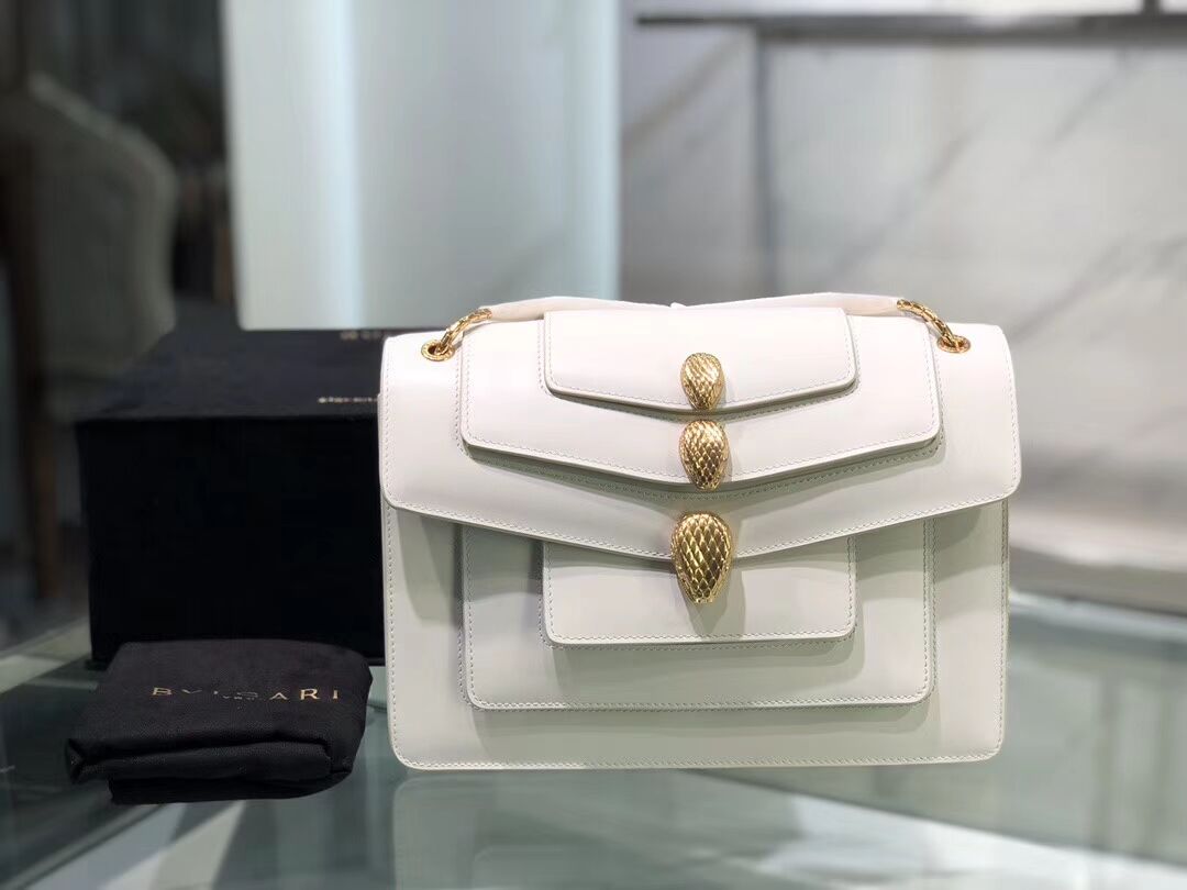 BVLGARI Serpenti Forever leather shoulder bag B288620 white