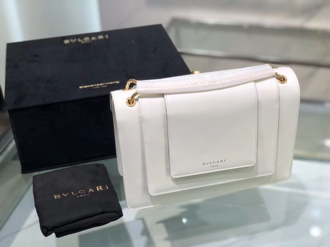 BVLGARI Serpenti Forever leather shoulder bag B288620 white