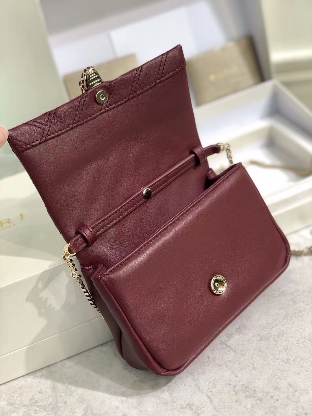 BVLGARI Shoulder Bag Calfskin Leather B288760 Burgundy