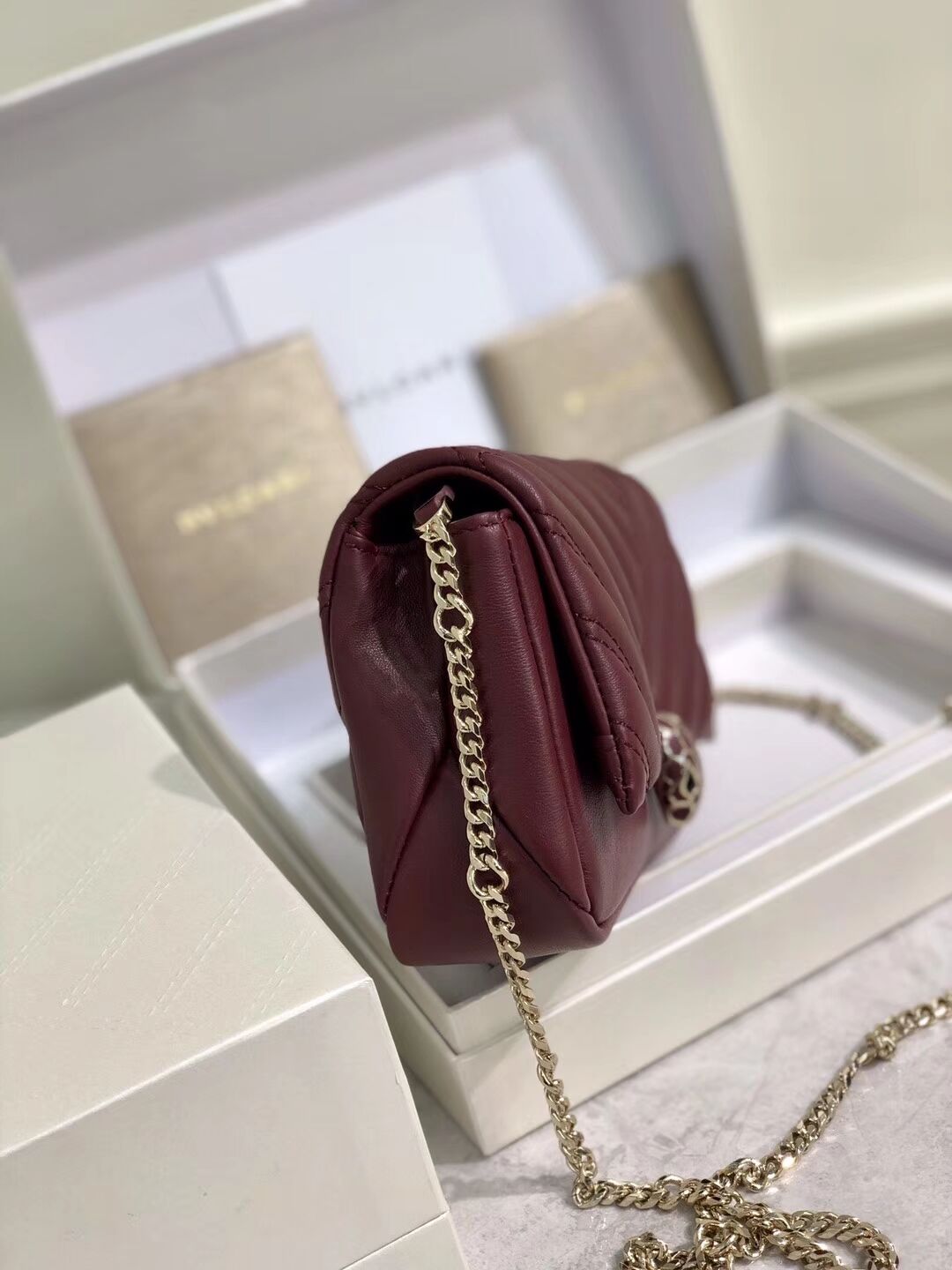 BVLGARI Shoulder Bag Calfskin Leather B288760 Burgundy