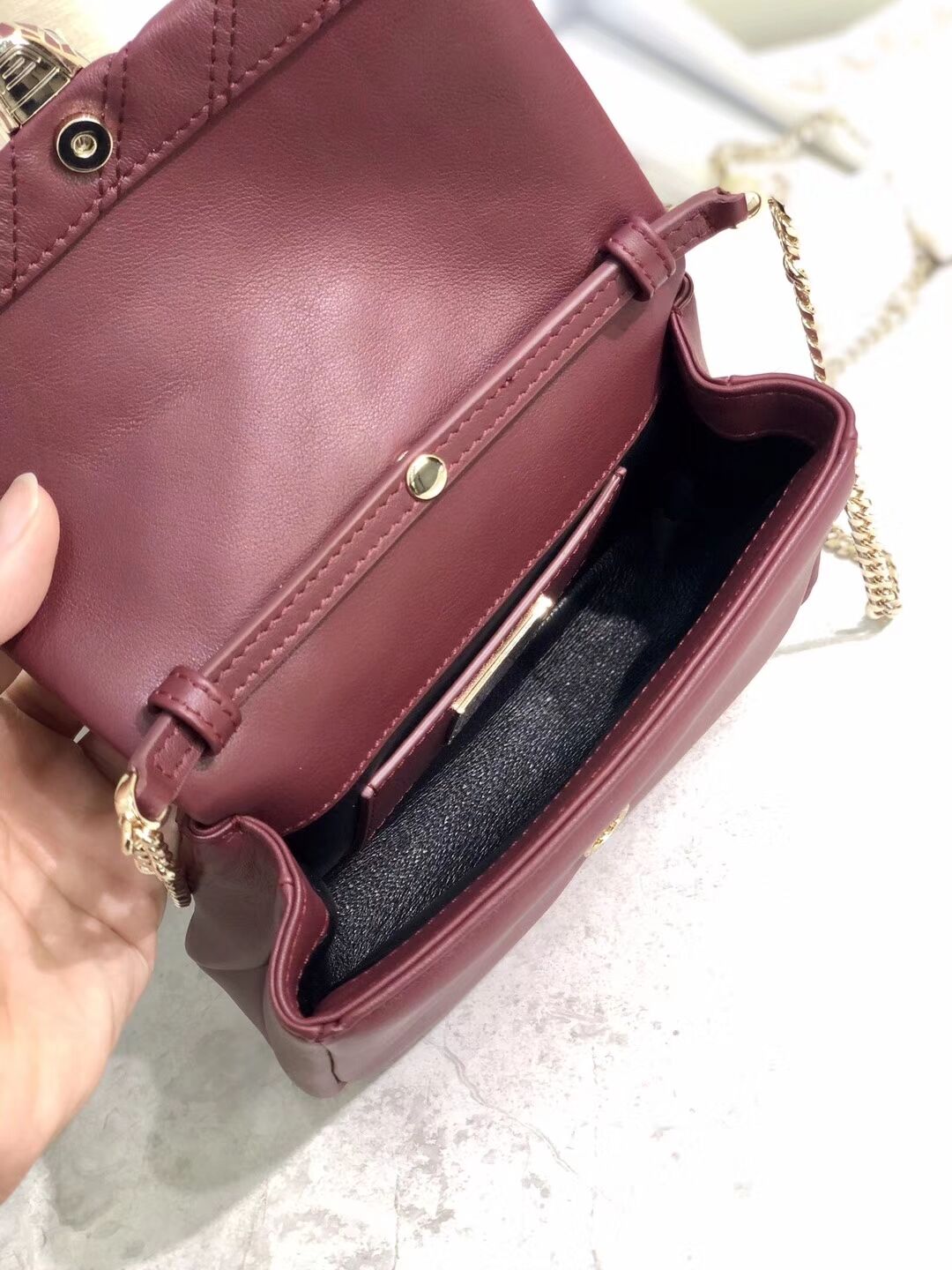 BVLGARI Shoulder Bag Calfskin Leather B288760 Burgundy