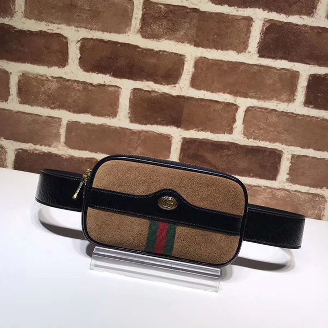 Gucci Nubuck leather belt bag 519308 brown&black