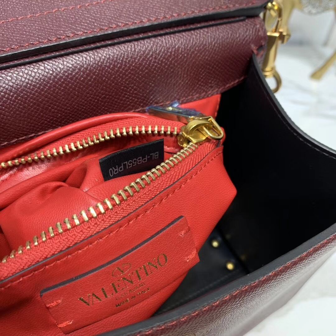 VALENTINO Origianl leather Tote Bag V0025 Burgundy