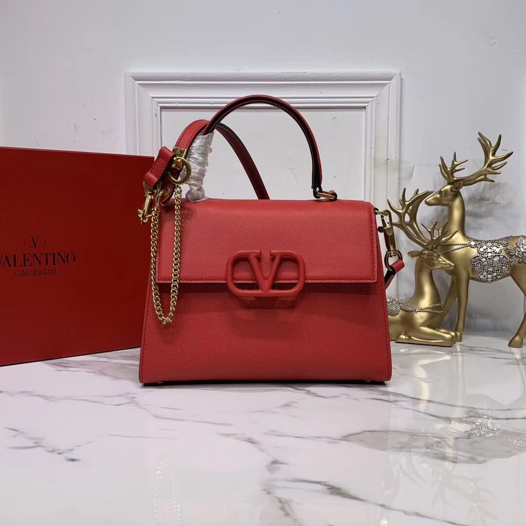 VALENTINO Origianl leather Tote Bag V0025 red