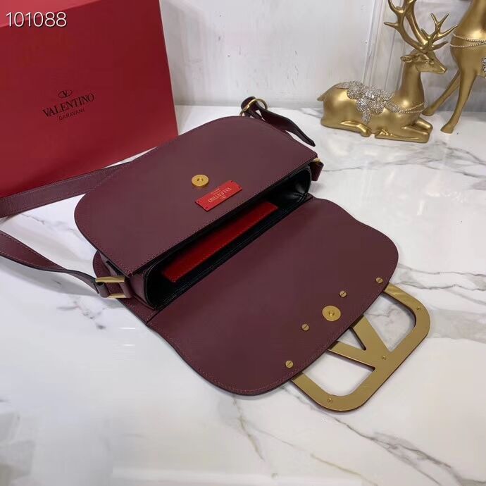 VALENTINO Origianl leather shoulder bag V0030A Burgundy