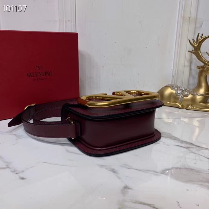 VALENTINO Origianl leather shoulder bag V0032 Burgundy