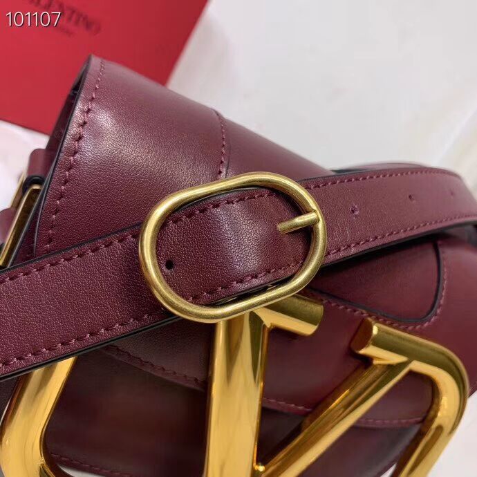 VALENTINO Origianl leather shoulder bag V0032 Burgundy