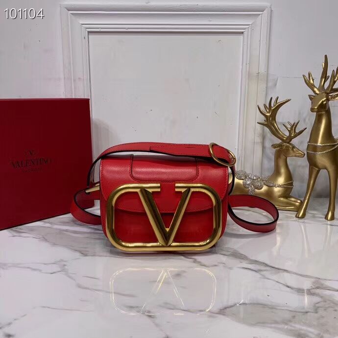 VALENTINO Origianl leather shoulder bag V0032 red