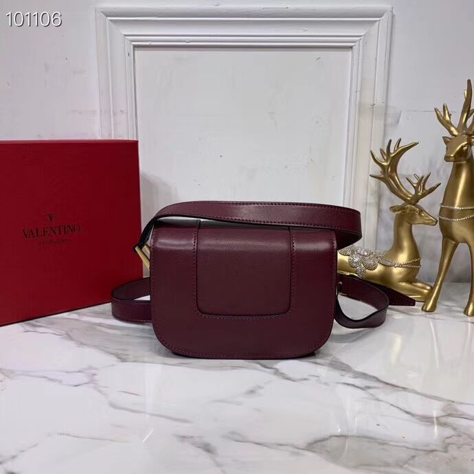 VALENTINO Origianl leather shoulder bag V0032A Burgundy