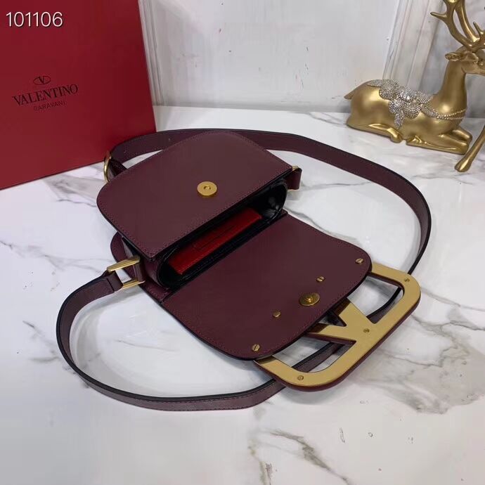 VALENTINO Origianl leather shoulder bag V0032A Burgundy