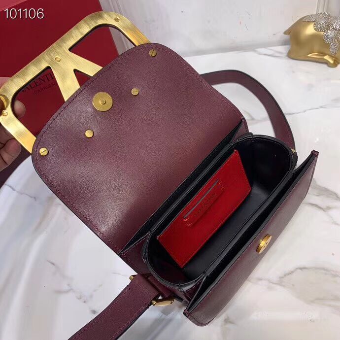 VALENTINO Origianl leather shoulder bag V0032A Burgundy