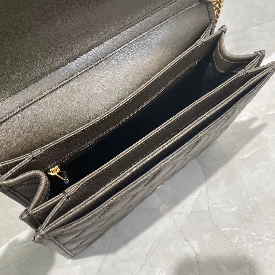 SAINT LAURENT leather shoulder bag Y579607 grey