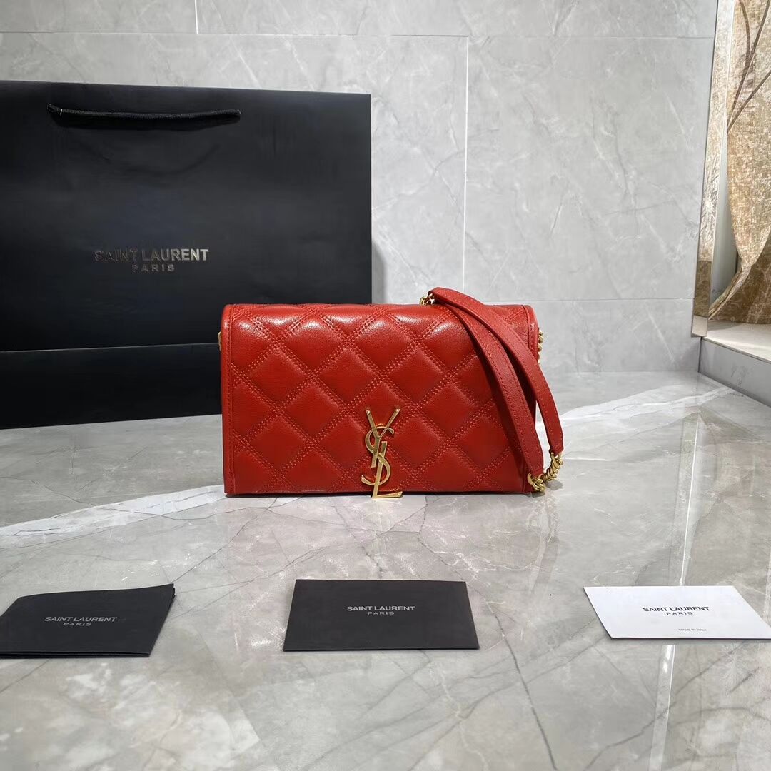 SAINT LAURENT leather shoulder bag Y585031 red