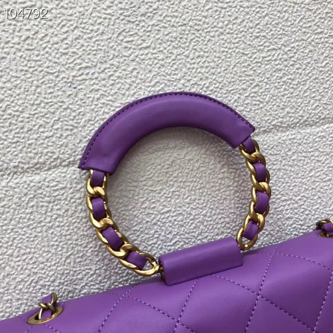 Chanel flap bag Lambskin & Gold Metal AS1358 purple