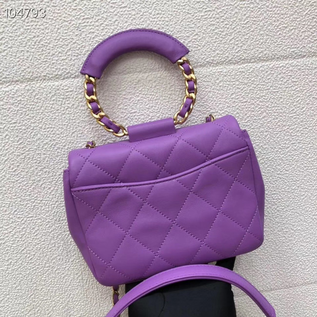 Chanel small flap bag Lambskin & Gold Metal AS1357 purple