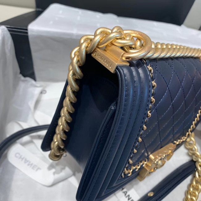 BOY CHANEL flap bag A67085 Navy Blue