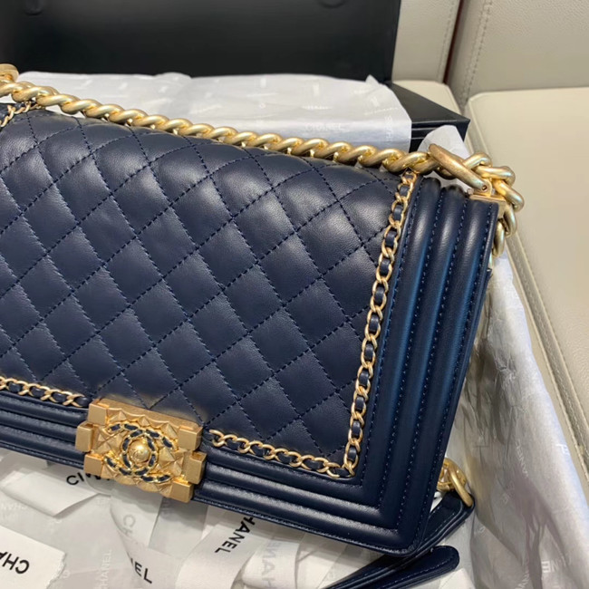 BOY CHANEL flap bag A67086 Navy Blue