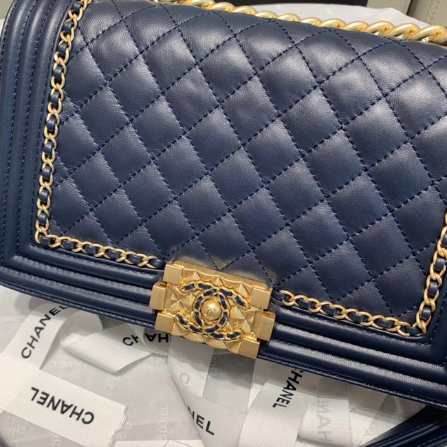 BOY CHANEL flap bag A67086 Navy Blue