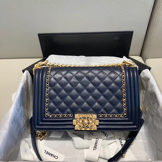 BOY CHANEL flap bag A67086 Navy Blue