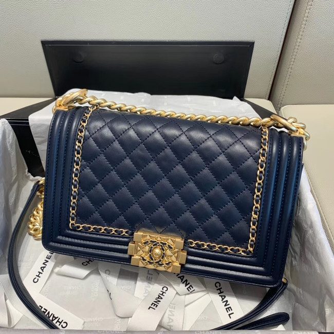 BOY CHANEL flap bag A67086 Navy Blue