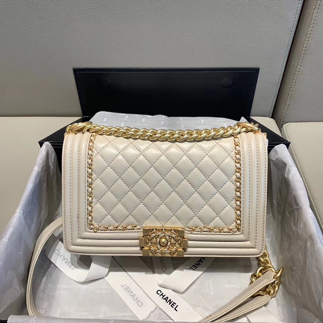 BOY CHANEL flap bag A67086 white