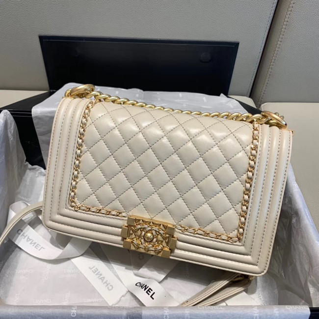 BOY CHANEL flap bag A67086 white