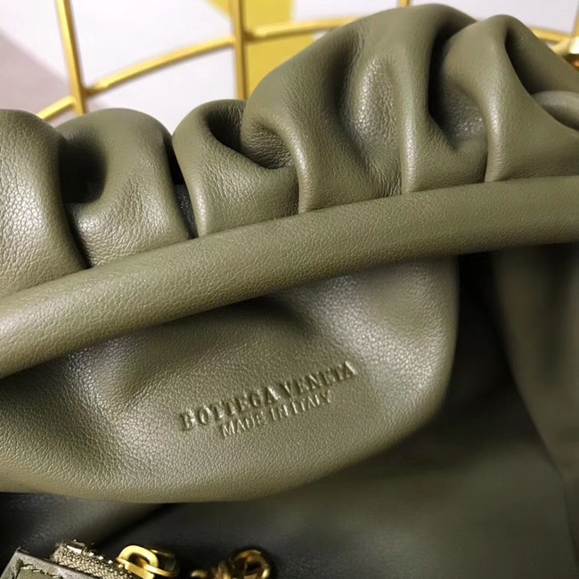 Bottega Veneta Nappa lambskin soft wide large Shoulder Bag 585853 Blackish green