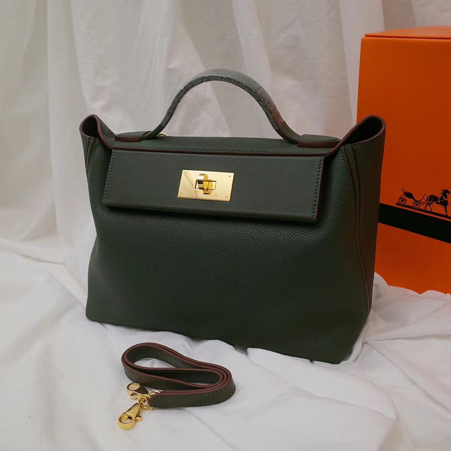 Hermes Kelly togo Leather Tote Bag H2424 Blackish green