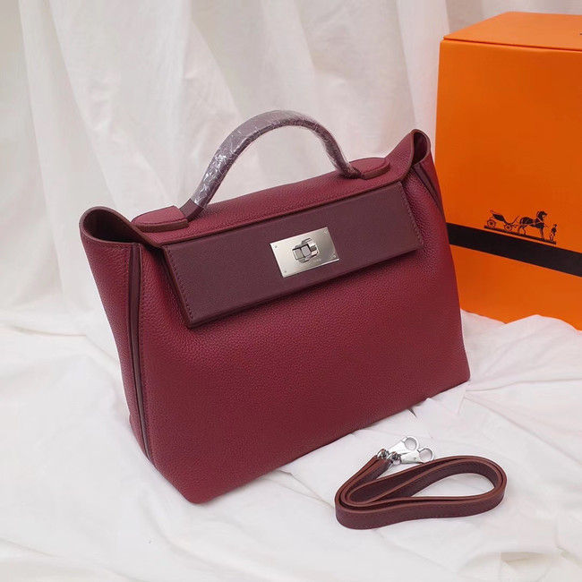 Hermes Kelly togo Leather Tote Bag H2424 Burgundy