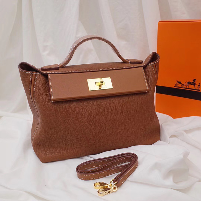 Hermes Kelly togo Leather Tote Bag H2424 brown