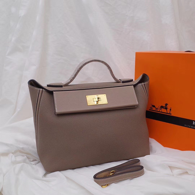 Hermes Kelly togo Leather Tote Bag H2424 grey