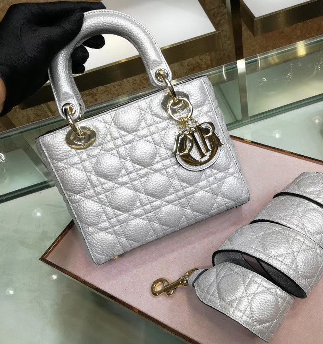 Dior LADY DIOR CALFSKIN BAG M0575 Silvery white