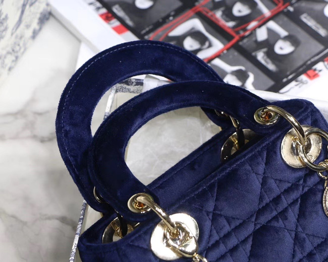 MINI LADY DIOR Velvet BAG M424 blue