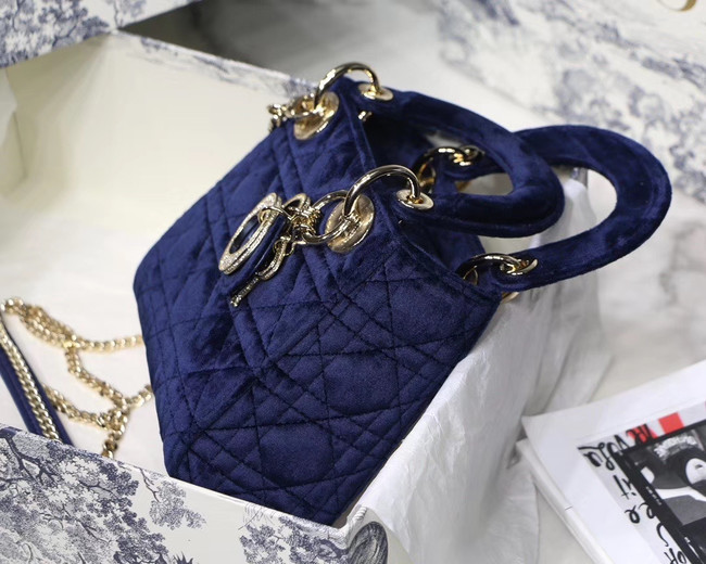 MINI LADY DIOR Velvet BAG M424 blue