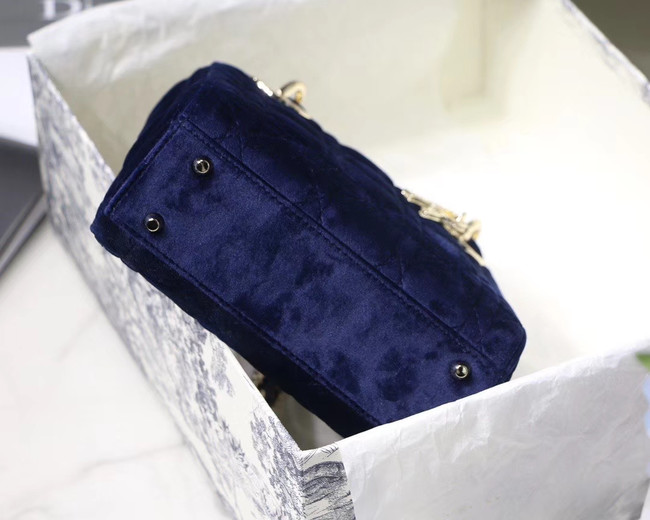 MINI LADY DIOR Velvet BAG M424 blue