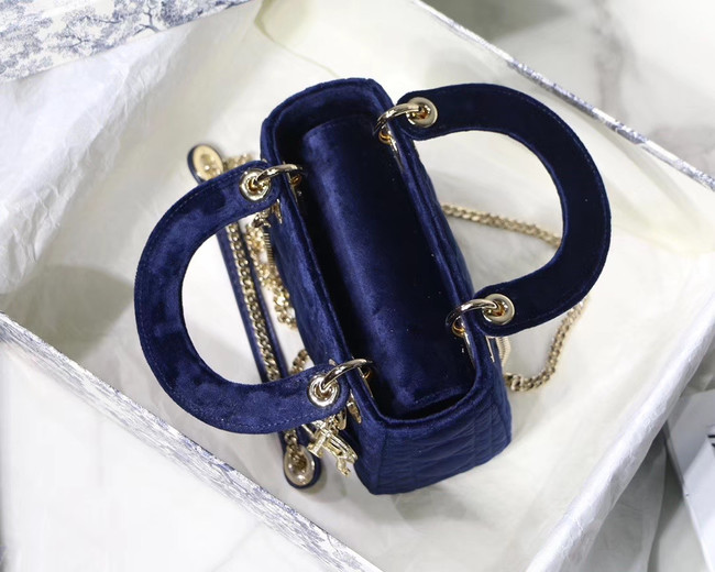 MINI LADY DIOR Velvet BAG M424 blue