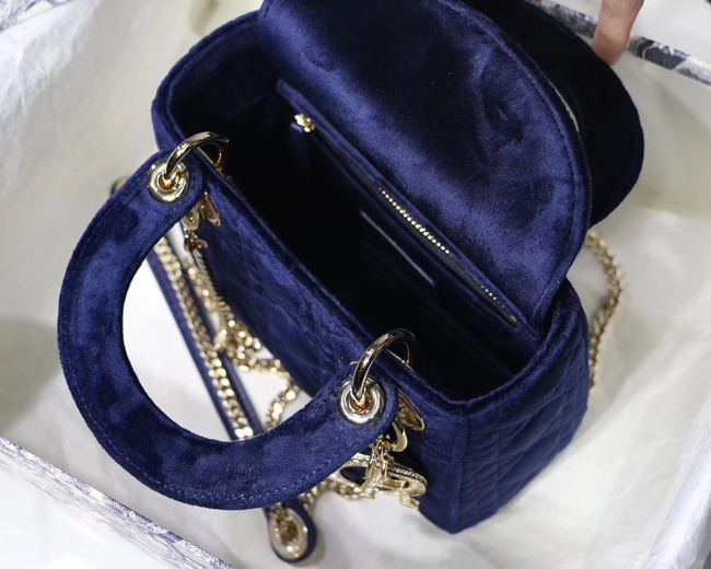 MINI LADY DIOR Velvet BAG M424 blue