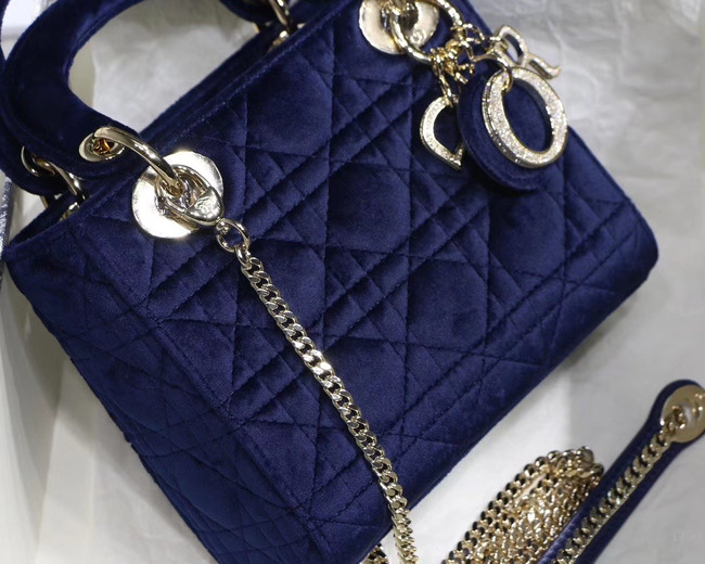 MINI LADY DIOR Velvet BAG M424 blue