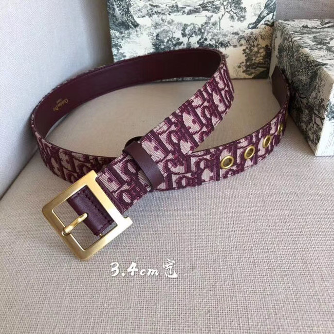 Dior Wide leather belt with 34 mm D4262 Burgundy