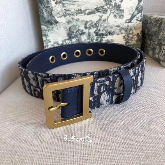 Dior Wide leather belt with 34 mm D4262 Royal Blue