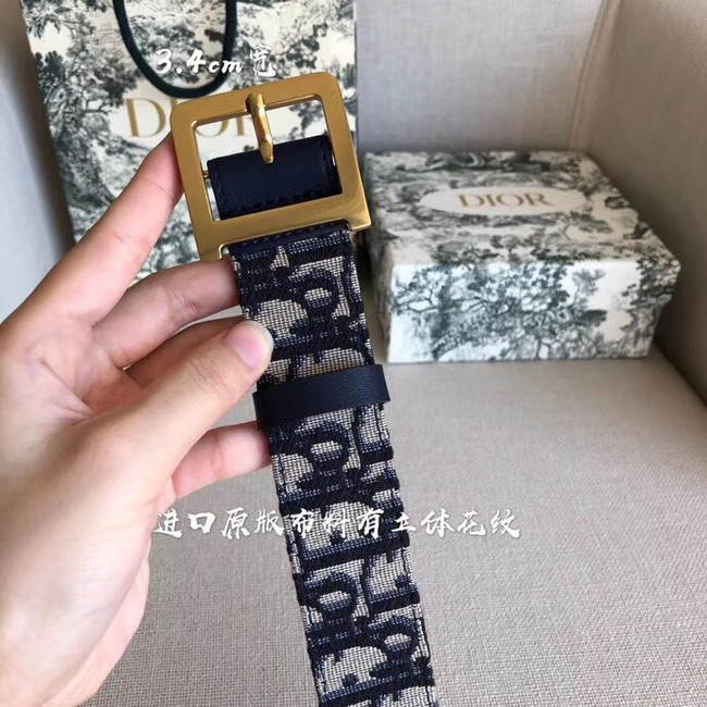 Dior Wide leather belt with 34 mm D4262 Royal Blue