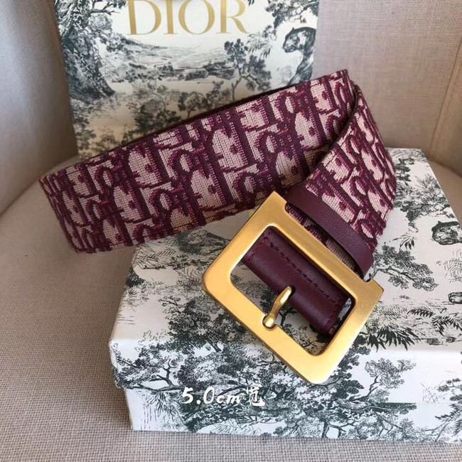 Dior Wide leather belt with 50 mm D4261 Burgundy