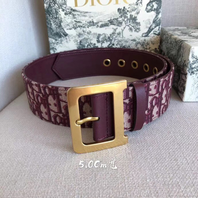 Dior Wide leather belt with 50 mm D4261 Burgundy